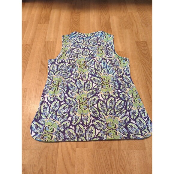 Ellie Kai Tank Top Womens 10 Purple Green Multi Sleeveless Floral Stretch V Neck - Picture 4 of 7